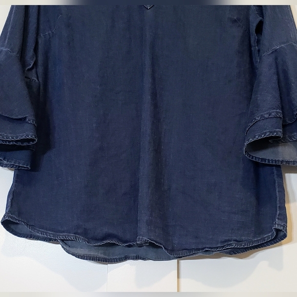 NYGARD Lyocell Chambray Denim V Neck Tunic Stretch Bell Sleeves Size Med… - Picture 4 of 11